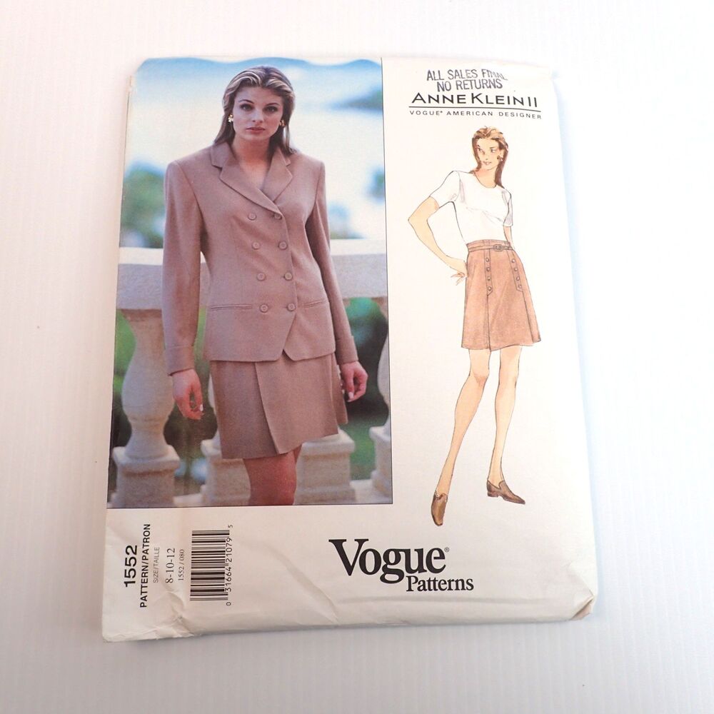 Vtg Vogue Anne Klein II Designer Sewing Pattern 1552 SZ 8 10 12 UNCUT FF